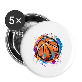 Basket-ball - Lot de 5 grands badges (56 mm) - blanc - Devant