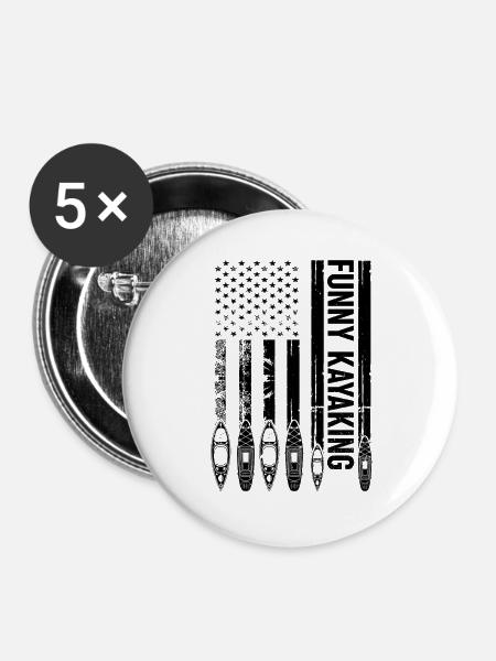 Kayaking US Flag Kayaker - Buttons groß 56 mm (5er Pack) - Weiß