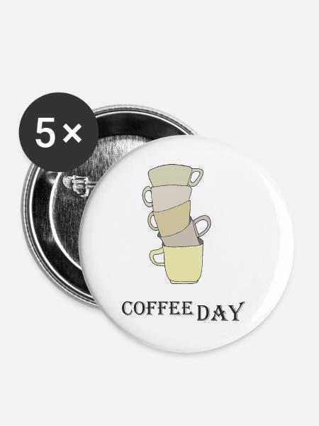 Kaffeetassen Stapel - Buttons groß 56 mm (5er Pack) - Weiß