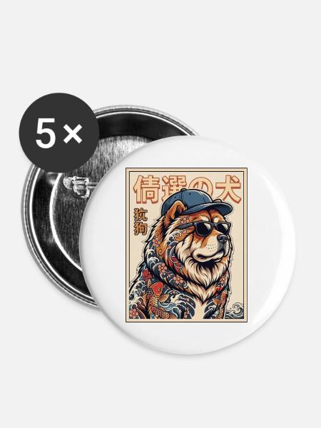 Chow Chow  - Buttons groß 56 mm (5er Pack) - Weiß