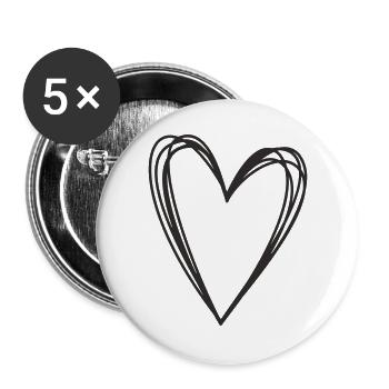 Cœur – Symbole d’amour et de connexion - Lot de 5 grands badges (56 mm) - blanc - Devant
