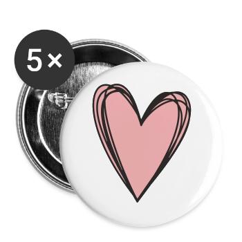Cœur – Symbole d’amour et de connexion - Lot de 5 grands badges (56 mm) - blanc - Devant