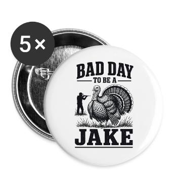 Jagdjäger, Truthahn Humor Vintage-Geschenk - Buttons groß 56 mm (5er Pack) - Weiß - Vorne