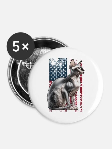 Sphynx Cat US Sphynxkatze - Buttons groß 56 mm (5er Pack) - Weiß