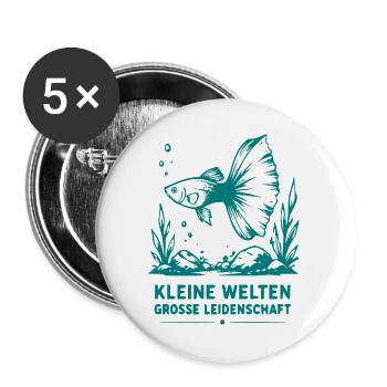 Unterwasserfisch Kleine Welten - Buttons groß 56 mm (5er Pack) - Weiß - Vorne
