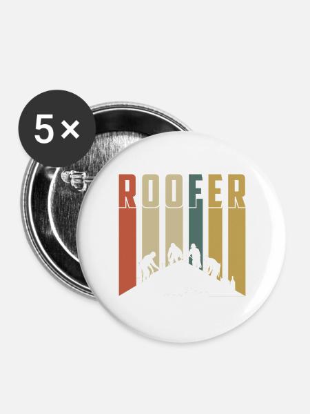 Dachdecker Crew Silhouette Handwerker Handwerk - Buttons groß 56 mm (5er Pack) - Weiß