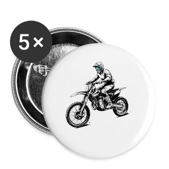 Pilote de motocross en vol - Lot de 5 grands badges (56 mm) - blanc - Devant