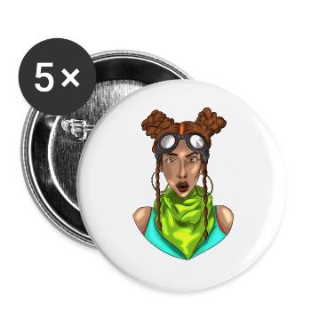 Aventurière goggles néon - Lot de 5 grands badges (56 mm) - blanc - Devant