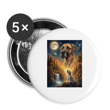 Hurler au chien mème de la Lune Grand Danois - Lot de 5 grands badges (56 mm) - blanc - Devant