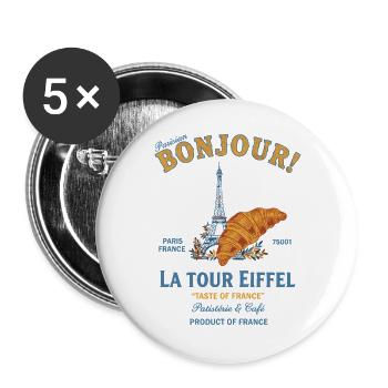Breakfast Funny Brunch Coffee Bonjour La Tour - Buttons large 2.2''/56 mm (5-pack) - white - Front