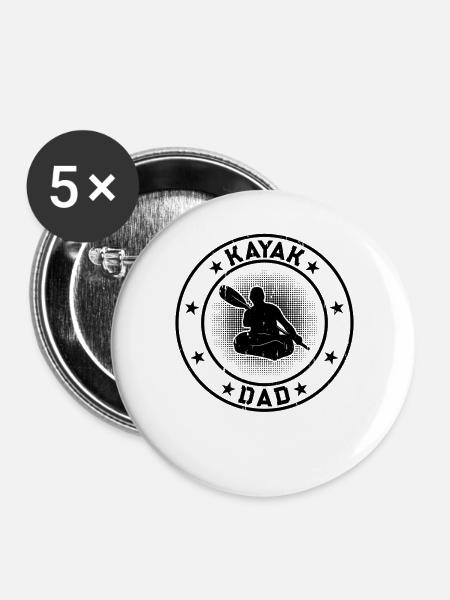 Kayak Daddy Kayaking Dad - Buttons groß 56 mm (5er Pack) - Weiß