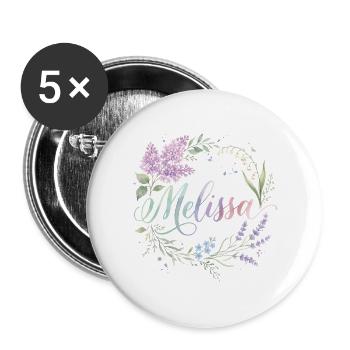 La couronne florale de Melissa - Lot de 5 grands badges (56 mm) - blanc - Devant