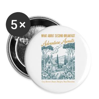 Petit-déjeuner : qu’en est-il d’une deuxième aventure de petit-déjeuner - Lot de 5 grands badges (56 mm) - blanc - Devant