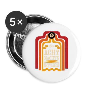 Die 8 machts Retro Statement Design - Buttons groß 56 mm (5er Pack) - Weiß - Vorne