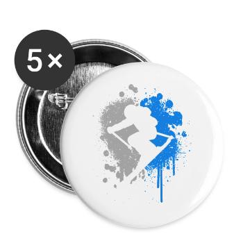 Skifahren Skifahrer Farbklecks Kinder Jungen Ski - Buttons groß 56 mm (5er Pack) - Weiß - Vorne