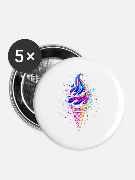 Softeis Illustration - Buttons groß 56 mm (5er Pack) - Weiß