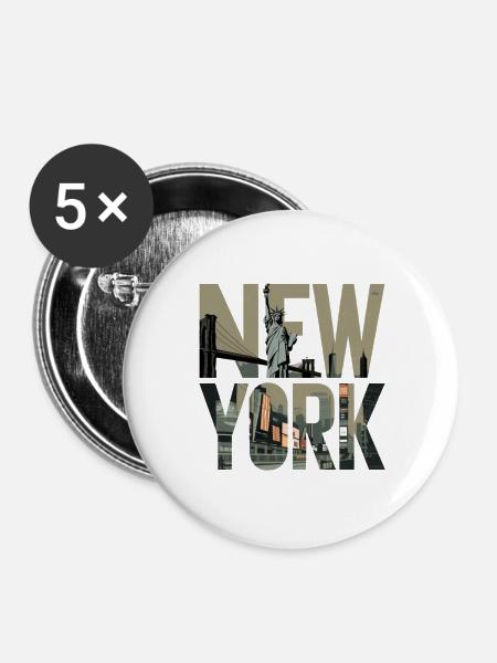 New York Freiheitsstatue - Buttons groß 56 mm (5er Pack) - Weiß