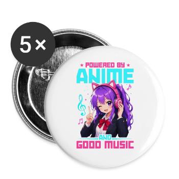 Anime et musique Chibi - Lot de 5 grands badges (56 mm) - blanc - Devant