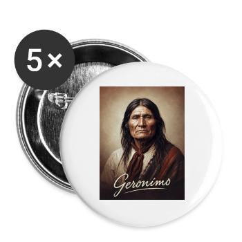 Geronimo Portrait Vintage Western - Lot de 5 grands badges (56 mm) - blanc - Devant