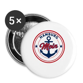Hamburg Moin Rundemblem Schiff Anker  - Buttons groß 56 mm (5er Pack) - Weiß - Vorne
