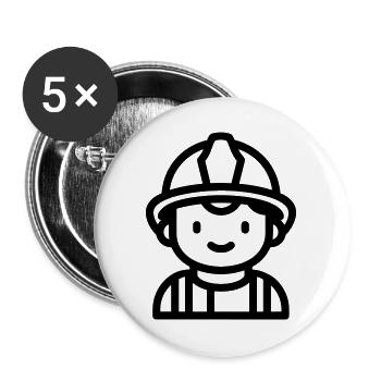 Feuerwehrmann - Buttons groß 56 mm (5er Pack) - Weiß - Vorne