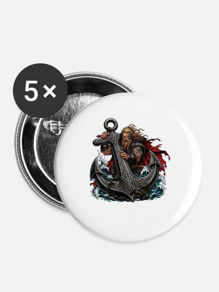 Nordischer Krieger und Stahlanker - Buttons groß 56 mm (5er Pack) - Weiß