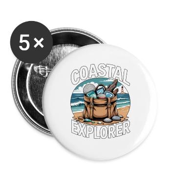 Explorateur côtier Sunset - Lot de 5 grands badges (56 mm) - blanc - Devant