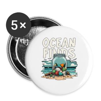 L’océan trouve le coucher du soleil - Lot de 5 grands badges (56 mm) - blanc - Devant