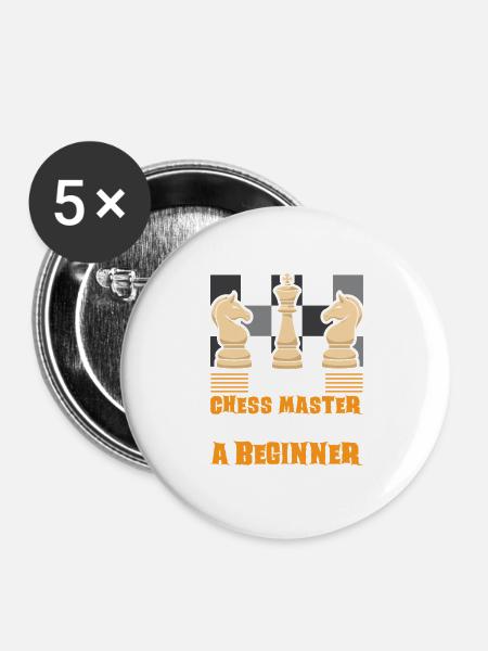 Schach Schachspieler Schachbrett - Buttons groß 56 mm (5er Pack) - Weiß