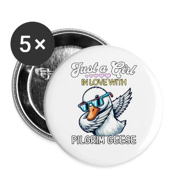 Oie pèlerine Fille Oie pèlerine - Lot de 5 grands badges (56 mm) - blanc - Devant