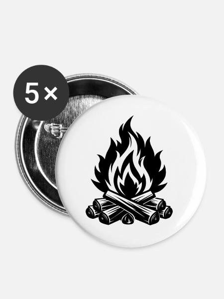 Lagerfeuer - Buttons groß 56 mm (5er Pack) - Weiß