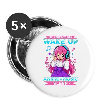 Anime et musique Chibi - Lot de 5 grands badges (56 mm) - blanc - Devant