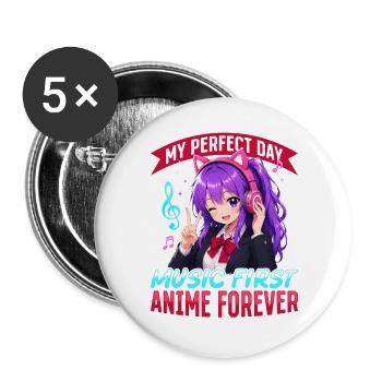 Anime et musique Chibi - Lot de 5 grands badges (56 mm) - blanc - Devant