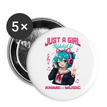 Anime et musique Chibi - Lot de 5 grands badges (56 mm) - blanc - Devant
