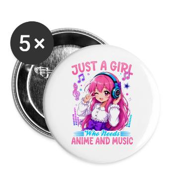 Anime et musique Chibi - Lot de 5 grands badges (56 mm) - blanc - Devant