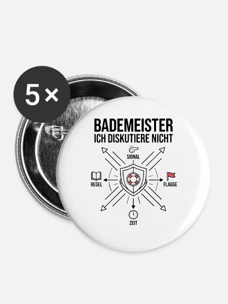 Bademeister - Ich Diskutiere Nicht! - Buttons groß 56 mm (5er Pack) - Weiß