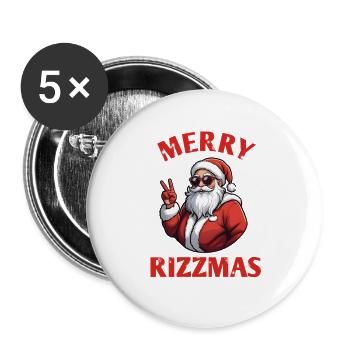 Merry Rizzmas Funny Santa Christmas Gift - Buttons large 2.2''/56 mm (5-pack) - white - Front