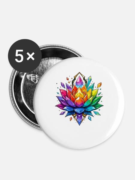 Leuchtende Kristall-Lotus - Buttons groß 56 mm (5er Pack) - Weiß