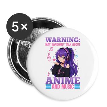 Anime et musique Chibi - Lot de 5 grands badges (56 mm) - blanc - Devant