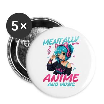 Anime et musique Chibi - Lot de 5 grands badges (56 mm) - blanc - Devant