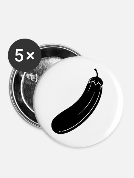Gurke - Buttons groß 56 mm (5er Pack) - Weiß