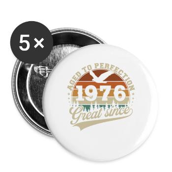 1976 Vintage Vintage Birthday Retro - Buttons large 2.2''/56 mm (5-pack) - white - Front