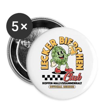 Lecker Bierchen Club Bier Bierliebhaber - Buttons groß 56 mm (5er Pack) - Weiß - Vorne