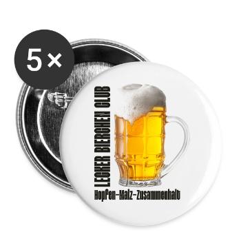Lecker Bierchen Club Bier Bierglas  - Buttons groß 56 mm (5er Pack) - Weiß - Vorne