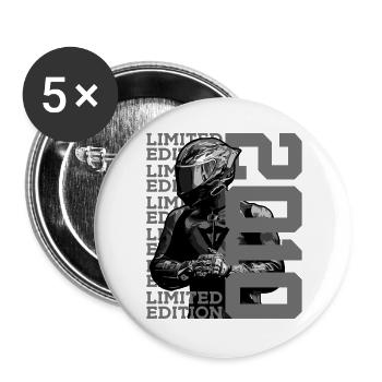 ÉDITION LIMITÉE 2010 ANNIVERSAIRE MOTOCYCLETTE 16E - Lot de 5 grands badges (56 mm) - blanc - Devant