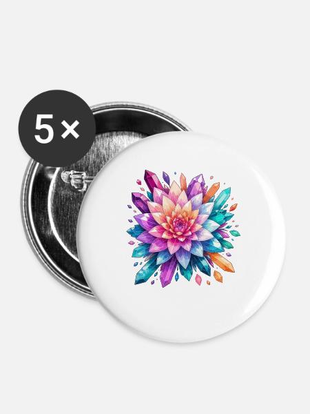 Kristallrose Farbexplosion - Buttons groß 56 mm (5er Pack) - Weiß