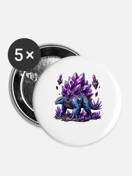 Azurblauer Kristalldrache - Buttons groß 56 mm (5er Pack) - Weiß