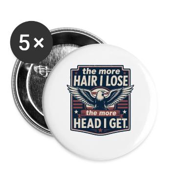 Plus je perds de cheveux, plus j’ai de mèmes de tête - Lot de 5 grands badges (56 mm) - blanc - Devant