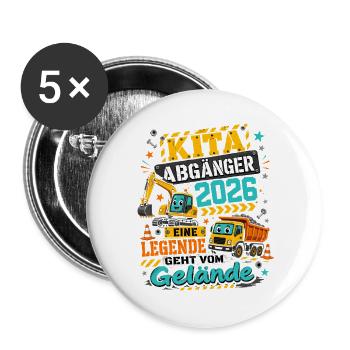 Kita Abgänger 2026 Baustellenlegende - Buttons groß 56 mm (5er Pack) - Weiß - Vorne
