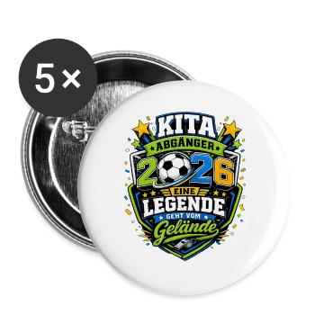 Kita Abgänger 2026 Fußballlegende - Buttons groß 56 mm (5er Pack) - Weiß - Vorne